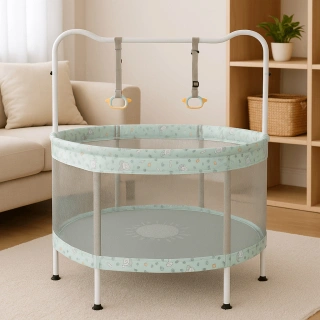 Кръгъл мини батут с обезопасителна мрежа, баскетболен кош | SONNE1329 - 5