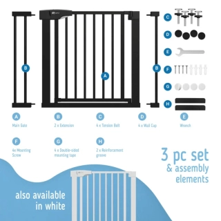 Черна преграда за стълби с удължение 7см. + 14см. в сет | SONNE1333 - 5