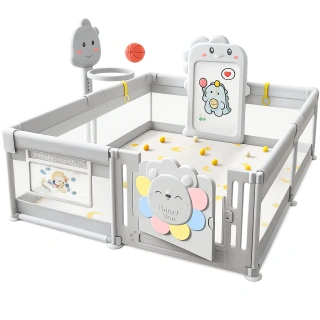 Бебешка ограда Animal World – Grey с магнитна дъска и кош | SONNE1357 - 1