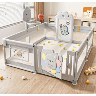 Бебешка ограда Animal World – Grey с магнитна дъска и кош | SONNE1357 - 6