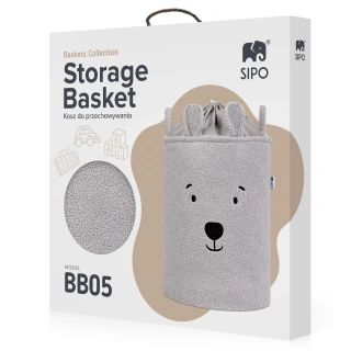 Букле кош за съхранение на играчки xl с връзка, сиво мече | SONNE1364 - 2