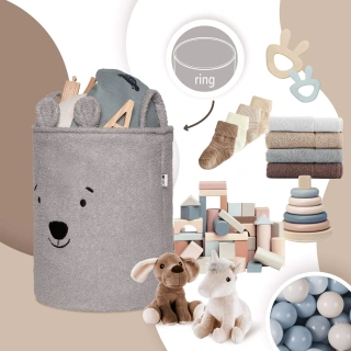 Букле кош за съхранение на играчки xl с връзка, сиво мече | SONNE1364 - 4