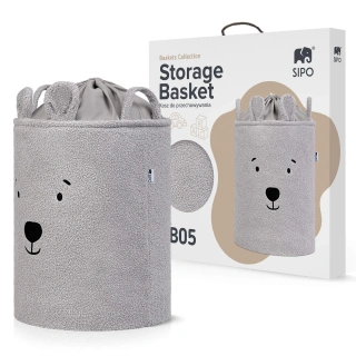 Букле кош за съхранение на играчки xl с връзка, сиво мече | SONNE1364 - 7