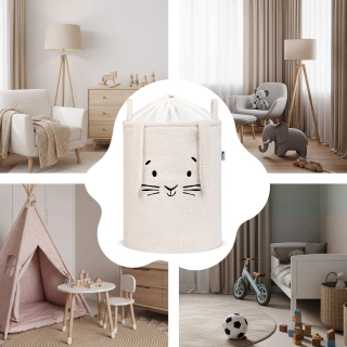 Kош за съхранение на играчки xl с връзка, кремаво зайчe | SONNE1365 - 3