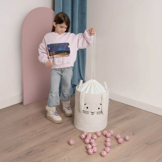 Kош за съхранение на играчки xl с връзка, кремаво зайчe | SONNE1365 - 4