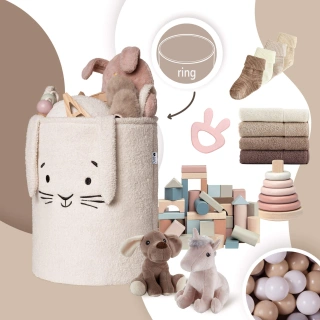 Kош за съхранение на играчки xl с връзка, кремаво зайчe | SONNE1365 - 8