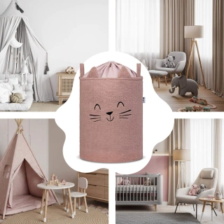 Кош за съхранение на играчки xl с връзка, розова котка | SONNE1366 - 4