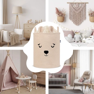 Кош за съхранение на играчки xl с връзка, бежово мече | SONNE1368 - 3