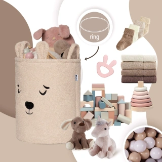 Кош за съхранение на играчки xl с връзка, бежово мече | SONNE1368 - 10