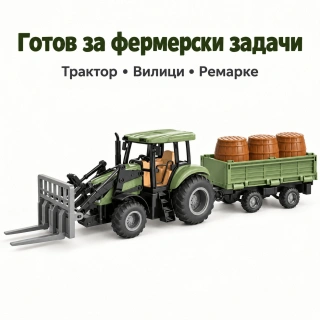Радиоуправляем трактор с ремарке за дървени трупи и палетна вилица, 7 канала, 2.4 GHz | SONNE1395 - 5
