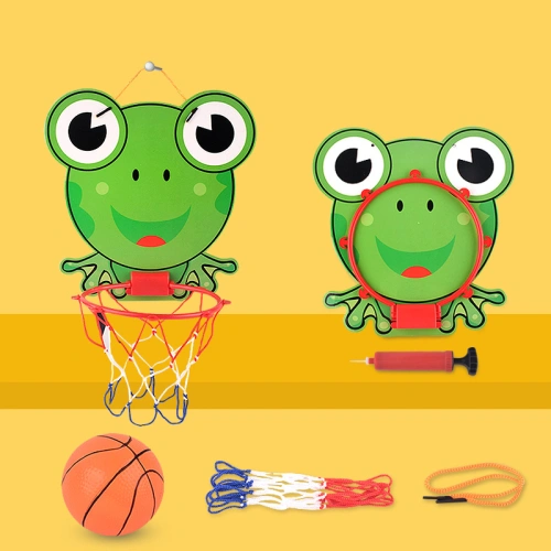 Кръгъл мини батут с обезопасителна мрежа, баскетболен кош