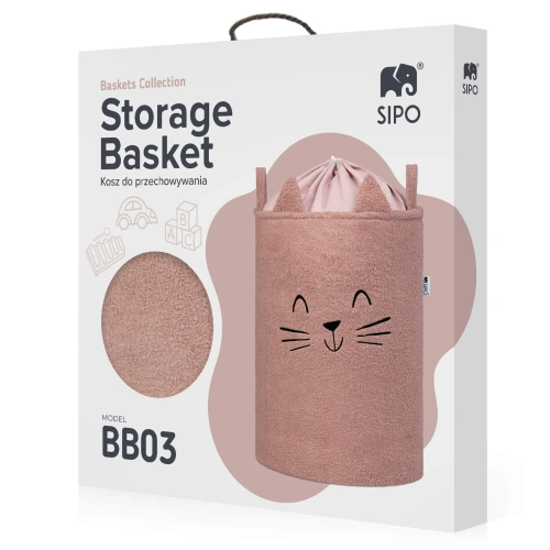 Кош за съхранение на играчки xl с връзка, розова котка