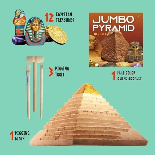 Детски археологически комплект Jumbo Pyramid Dig Kit – разкопай пирамида и открий 12 египетски съкровища | SONNE1427 - 4