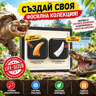 Комплект за разкопки на влечуги – Изкопайте нокът на кайманова костенурка в реален размер и зъб на американски алигатор | SONNE1438 - 4