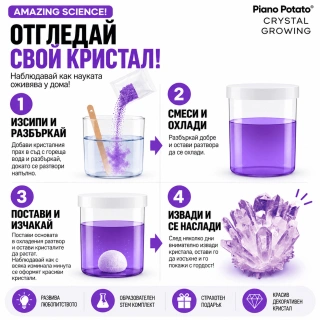 Детски STEM комплект Piano Potato Crystal Growing – отгледай свой лилав кристал | SONNE1445 - 3