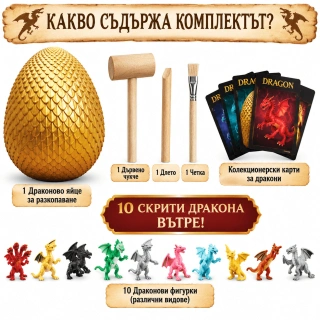 Комплект за копаене на яйца Jumbo Dragon – 12 мини дракона, 2 съкровища и образователни карти | SONNE1455 - 7