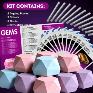 Детски STEM комплект за разкопки GEMS – открий 12 истински скали и минерали | SONNE1462 - 4