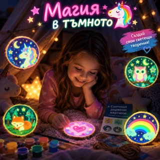 Комплект за рисуване с дървени дискове, светещи в тъмното | SONNE1468 - 4