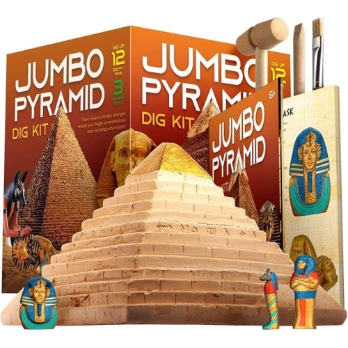 Детски археологически комплект Jumbo Pyramid Dig Kit – разкопай пирамида и открий 12 египетски съкровища | SONNE1427