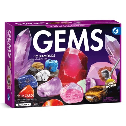 Детски STEM комплект за разкопки GEMS – открий 12 истински скали и минерали
