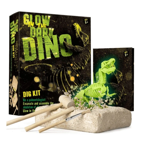 Детски STEM комплект за разкопки Glow in the Dark Dino – сглоби светещ скелет на динозавър | SONNE1467