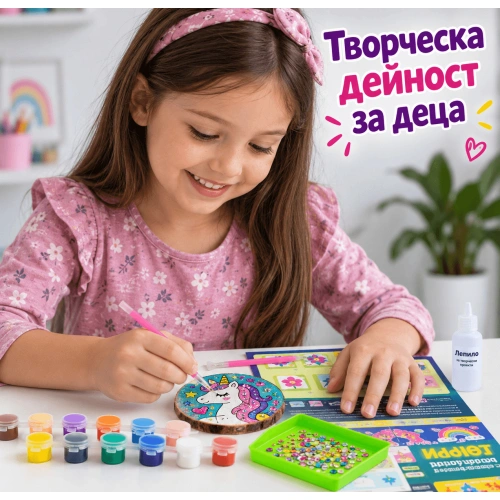 Комплект за рисуване с дървени дискове, светещи в тъмното