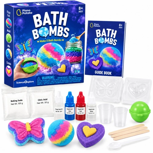 Детски творчески STEM комплект Piano Potato Bath Bombs – направи 5 цветни бомбички за вана | SONNE1474