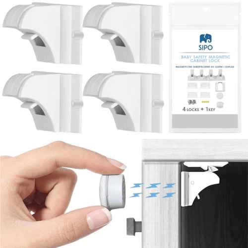 Магнитни предпазни брави за шкафове и чекмеджета, 4 броя | SBS-M4