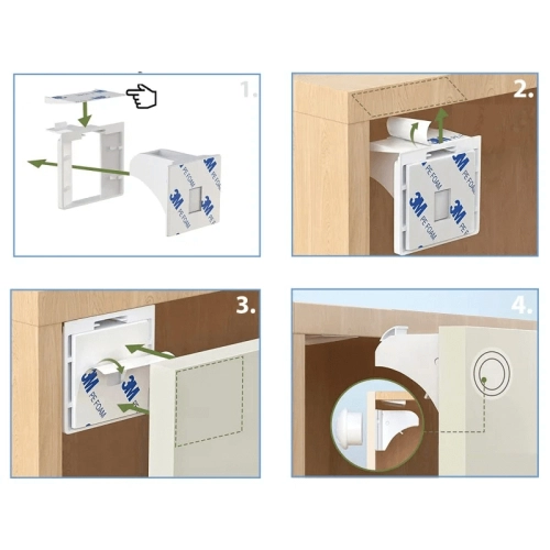 Магнитни предпазни брави за шкафове и чекмеджета, 4 броя | SBS-M4 - 4