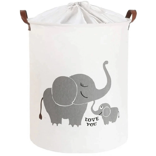 Сгъваема памучна кошница за играчки с шнур, слонове, 43 L | BT015 - 1