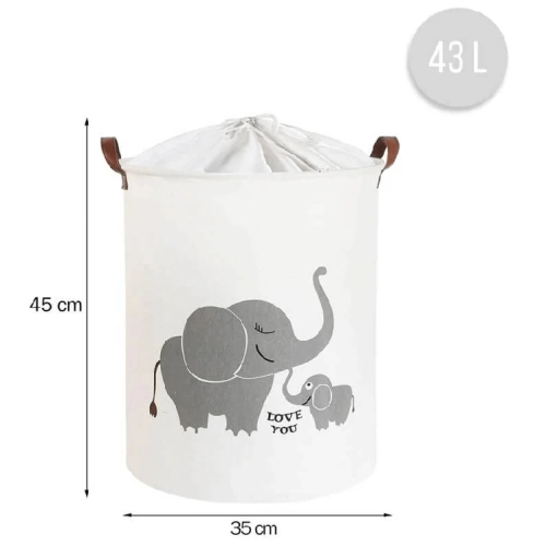 Сгъваема памучна кошница за играчки с шнур, слонове, 43 L | BT015 - 2