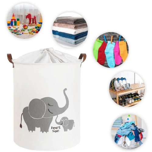 Сгъваема памучна кошница за играчки с шнур, слонове, 43 L | BT015 - 3