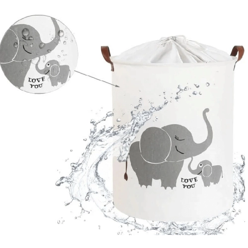 Сгъваема памучна кошница за играчки с шнур, слонове, 43 L | BT015 - 4