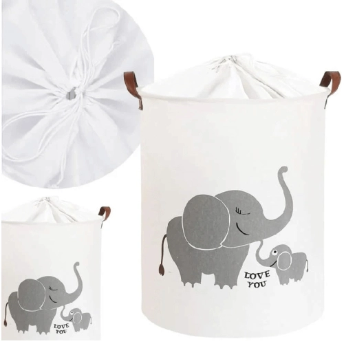 Сгъваема памучна кошница за играчки с шнур, слонове, 43 L | BT015 - 5