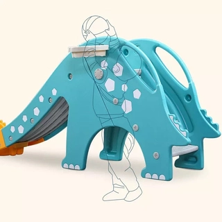 Детска пързалка Жирафчо тюркоаз цвят с баскетболен кош | Sonne208 - 2