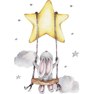 Стикери за стена за детска стая зайче на люлка | SONNE925 - 5