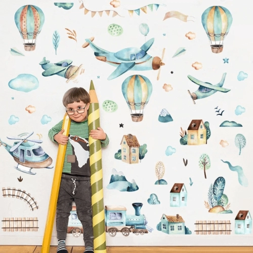 Стикери за стена за детска стая – Самолети Балони | SONNE924 - 3