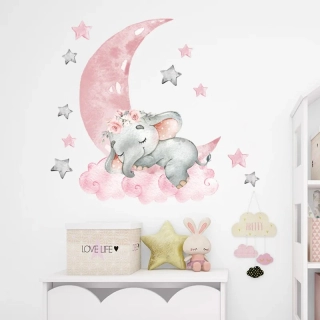 Стикери за стена за бебешка стая слонче на облак | SONNE930 - 1