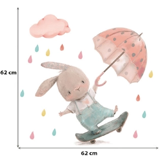Стикер за стена за детска стая зайче с чадър | SONNE934 - 5