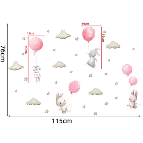 Стикери за стена за детска стая – Зайчета Балони, розови | SONNE931 - 2