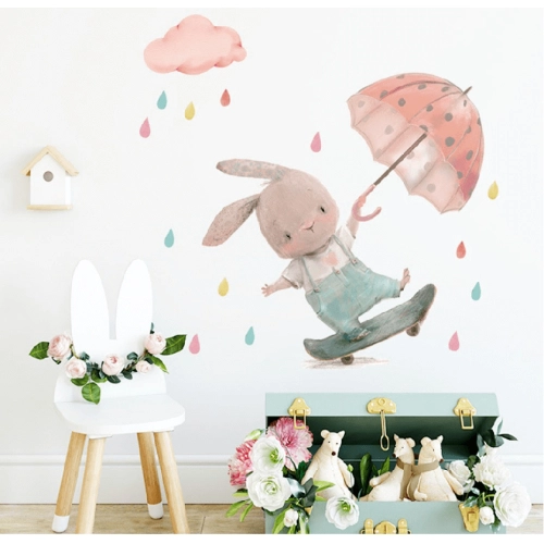 Стикер за стена за детска стая зайче с чадър | SONNE934 - 1