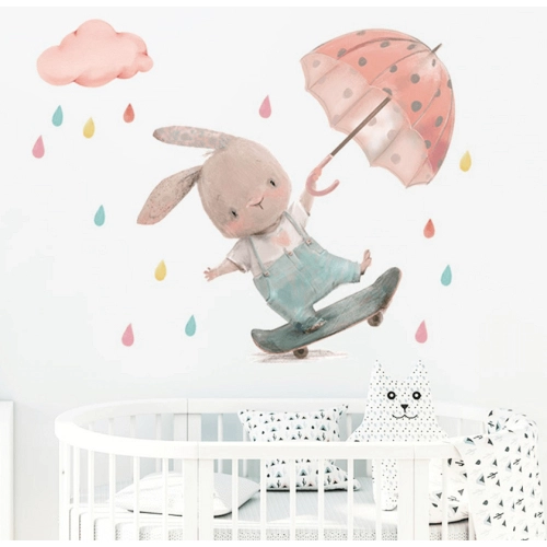 Стикер за стена за детска стая зайче с чадър | SONNE934 - 2