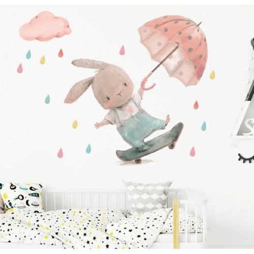 Стикер за стена за детска стая зайче с чадър | SONNE934 - 4