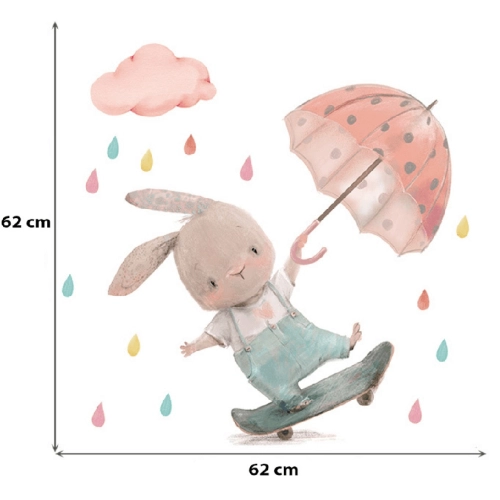 Стикер за стена за детска стая зайче с чадър | SONNE934 - 5