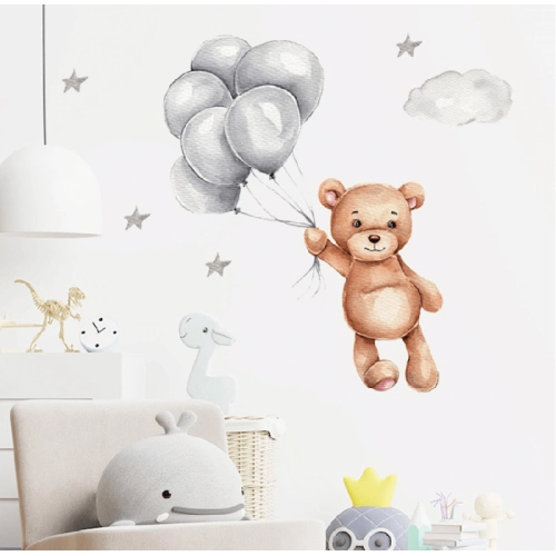 Стикери за стена за детска стая плюшено мече с балони | SONNE937 - 2
