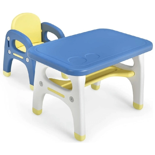 Детска маса с един стол в син цвят и лимон | SONNE943 - 1