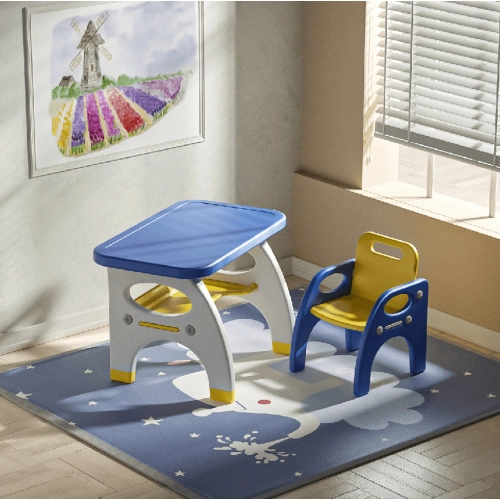 Детска маса с един стол в син цвят и лимон | SONNE943 - 5