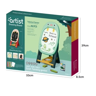 Детска двустранна дъска за рисуване в зелен цвят и аксесоари | SONNE967 - 6