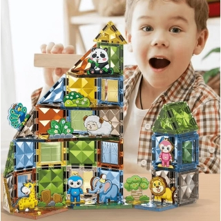 Детски магнитен конструктор ZOO park с фигурки и 82 части | SONNE987 - 2