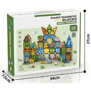 Голям магнитен конструктор Topo с животни  и 116 части | SONNE988 - 4